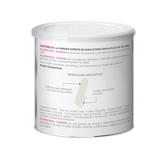 Florgynal Tampon Lactobacilles, Sans applicateur - 22 tampons Eco Normal, medium